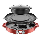220V Electric Hot Pot 2 In 1 Multifunctional Hotpot Barbecue Grill Pan Pot Hot Pot Roasting Pan Double Separation