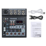 Norshing TG 502 Audio Mixer 4 Channel Stereo Sound Board Console 48V Phantom Power FX Effect Digital  Audio Signal Processor