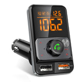 Bluetooth 5.0 FM Transmitter 1.4 Inch Display Radio Adapter Handsfree Car Kit 18W QC3.0 USB Fast Charger With Fatigue Alarm