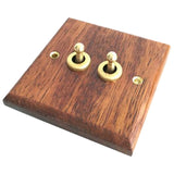86 Type Solid Wood Panel Switch Wall Light Retro Brass Toggle Switch Wood Grain Electrical Switch Socket