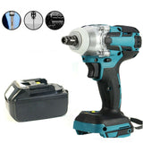 1/2" 520Nm 18V Torque Brushless Cordless Electric Impact Wrench Driver + Battery Power Tool Electric Wrench Black+Blue