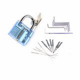 Locksmith Tools Kit 3 In 1 Set Blue Transparent Lock ,5pcs Locksmith Wrench Tools,10pcs Locksmith Broken Key Extractor Tools