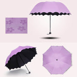 Folding Umbrella Bloom Flower in Rain Water Windproof Sunshade for Outdoor Sports Anti-UV Parasol NIN668