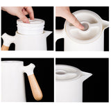 1L Large Capacity Vacuum Insulation Water Kettle With Wooden Handle Glass Liner Persistent Heat Home Hot Water Bottle Thermos