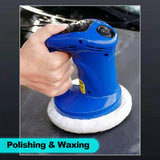Electric Buffer Polisher with Automotive Wire 5 Inch 80W DC 12V 1500rpm Polishing Waxing for Car Blue