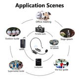 UHF Wireless Headset Microphone  with 3.5mm Audio plug &amp;6.35mm Audio Adapter for Speaker Voice Amplifier for Training Tour Guide