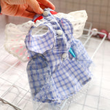 New Summer Luxury Blue Plaid Pet Dog Dresses Puppy Clothes Cat Skirt Girl Dog Clothes Vestidos Para Perritas