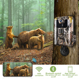 WIFI Trail Camera  Live Show Bluetooth APP Control Hunting Cameras 24MP 1296P Night Vision IP66 Outdoor Wildlife Surveillance