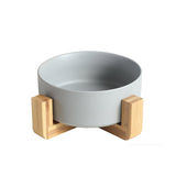 Ceramic Dog Bowl Cat Food Water Bowls with Wood Stand No Spill Large Feeder Dish for Dogs Cats Feeding Puppy Bowls Pet Supplies