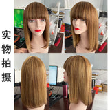 Wig female short hair Qi bangs mechanism real hair wig P4/27Human Hair Wig