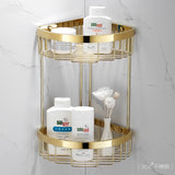 Brass Gold Bathroom Shelf Shower Shampoo Soap Cosmetic Kitchen Rectangle Nail PunchedCorner Holder 1-2 Tier Bath Accessories