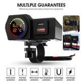 Motorcycle USB Charger with Voltmeter Thermometer Digital Display USB Port PD Cigarette Lighter Socket Motorcycle Handlebar