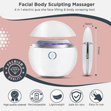 Electric Face Body Gua Sha Board Red Blue Light Therapy Scraping Plate V Face Anti Aging Heated Vibrating Beauty Facial Massager
