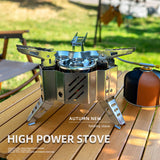 Camping 15800W Metal Stoves Portable Picnic Barbecue Furnace Foldable Stoves with Storage Bag Water Boiling Cooking Accessory
