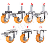 4Pcs/Set Swivel Furniture Caster 1.5 inch Heavy Duty 120kg Orange Swivel Castor Wheels Trolley Ultra Quiet Nylon Castor Wheels