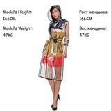 YUDING Waterproof Transparent Plastic Clear Long Ladies Raincoats Women Men Fashion Rain Coat Jackets Hooded with Belt