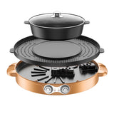 220V Electric Hot Pot 2 In 1 Multifunctional Hotpot Barbecue Grill Pan Pot Hot Pot Roasting Pan Double Separation