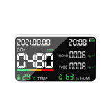 Air Quality Monitor LED Digital 5 in 1 Formaldehyde HCHO TVOC Temperature Humidity Tester Indoor Rechargeable CO2 Detector