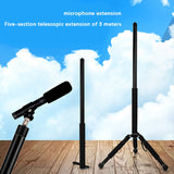 Handheld Boom Pole For Mic,5-Section Extendable Microphone Arm For Filming With 3/8 Inch Threads,Adjustable To 10Ft