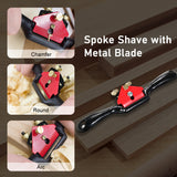 9 Inch Spoke Shave Plane with Adjustable Cutting Depth Metal Blade Multifunction Wood Manual Planer Woodworking Hand Tool