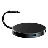 USB C Hub Wireless Charger Docking Station USB3.0+PD+HDMI-Compatible+TF Card Reader Splitter for