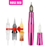 Dual Use PMU Tattoo Machine Permanent Makeup Machine RCA Golden Rotary Tattoo Pen with 2 Head Dual Type Needles Interface