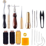 DIY Copper Handle Awl Sewing Set Leather Canvas Shoes Repair Tool Hand Stitching Leather Craft Sewing Tool Needle Punch Awl Kit