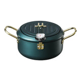 Kitchen Deep Frying Pot with Lid and Thermometer Non Stick Tempura Deep Fryer Stainless Steel French Fries Fryer Pan