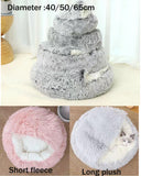 New 2 In 1 Hooded Cave Winter Warm Cat Dog Bed Round Soft Long Plush Dog House Bed For Small Dogs Kennel Cats Pet Nest