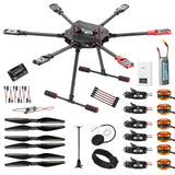 DIY Hexacopter Saker675 675mm 6-axle Carbon Fiber Folding RC Drone with T-Shaped Landing Gear APM2.8 Flight Control 700KV Motor