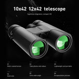 Professional Binoculars HD 10/12x42 BAK4 Prism Zoom Binocular High Power 87m/1000m Low Light Night Vision Camping Telescope