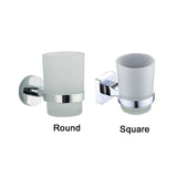 Square Toothpaster Toothbrush Holder Wall Mounted Hotel Bathroom Stainless Steel Home Accessories Organizer Glass Cup Round