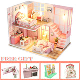 CUTEBEE DIY Dollhouse Wooden doll Houses Miniature Doll House Furniture Kit Casa Music Led Toys for Children Birthday Gift