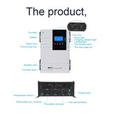 60A MPPT Solar Controller Automatic Detect LED Display for Leadacid Lithium-iron Phosphate and Ternary Lithium Battery