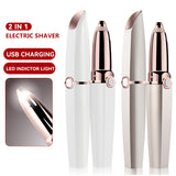 2 In 1 Eyebrow Trimmer Facial Hair Remover Electric Razor Pubic Hair Bikini Shaver Painless Epilator for Face Peach Fuzz Lips