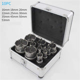 10Pcs/set 16-53mm Alloy Hole Opener Aluminum Case Carbide Titanium Plated Center Drill Hole Opener  Saw Cutter With Box