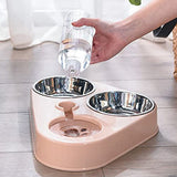 3 in 1 Dog and Cat Feeding Bowl with Dog Water Bottle 500ML Automatic Drinking Pet Bowl Stainless Steel 3 Bowls of Pet Supplies
