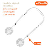 Hand-held Hanging Neck Two-in-one Fan Silent Sports Household Rotary Fan Adjustable Stronger Wind Built-in Battery