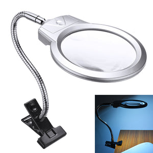 Magnifying Glass Clamp Large Lens LED Lighted Lamp Top Desk Jewelry Magnifier Magnifying Glass And Clamp