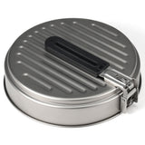 1100ml Titanium Fry Pan Ultralight Grill Frying Pan with Folding Handle for Outdoor Cooking Camping Hiking Backpacking