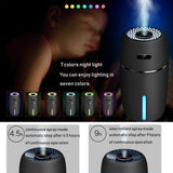 Mini Car Air Humidifier DC5V 30ml/h Portable USB Humidifier Car Air Purifier With 7 LED Warm Lights