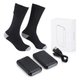 1 Pair Heated Socks with Powerbank Electric Foot Thermal Long Tube Sock Winter Warmer for Outdoor Sports Ski Foot Keep Warm Sock