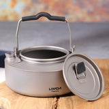 600ml / 1000ml Titanium Tea Pot Kettle Lightweight Camping Tea Kettle Coffee Pot for Home Kitchen and Outdoor Activities