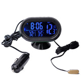 Self-Adhesive Car LCD Digital Display Clock Blue Green Backlight Car Ornaments Car-Styling 3 IN 1 Thermometer Clock Voltmeter
