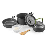 Camping Cookware Kit Outdoor Aluminum Cooking Set Water Kettle Pan Pot Travelling Hiking Picnic BBQ Tableware Equipment