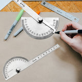 Stainless Steel Round Head 180 degree Protractor Angle Finder Rotary Measuring Ruler Machinist Tool 10cm  Ruler