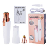 2 IN 1 Rechargeable Electric Eyebrow Trimmer Epilator Female Body Facial Lipstick Shape Hair Removal Mini Painless Razor Shaver