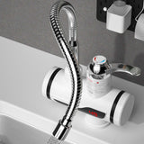 Stainless Steel Electric 360 Degree Rotation LED Fast Instant Faucet Tap Cold Hot Water Heater Safe Kitchen Under Inflow Sliver