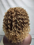 Women's small curly wig brown chemical fiber headgear