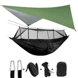 Outdoor Mosquito Net Parachute Portable Camping Hammock with Rain Fly Tarp,Nylon Hammocks Camping Hanging Sleeping Bed Swing